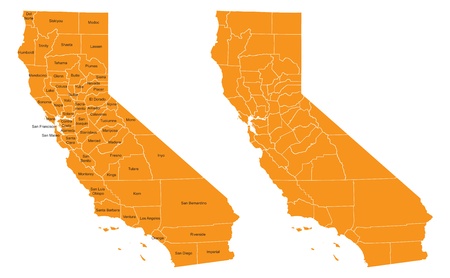 Orange California County Map vector with namesのイラスト素材