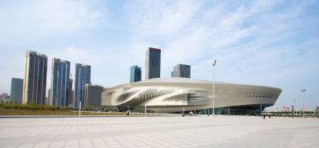 Modern futuristic building in Dalian Chinaのeditorial素材