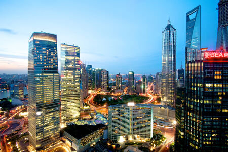 beautiful Shanghai tower building night view