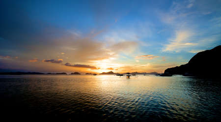 El Nido sunset in the Palawan Island in the Philippines.の写真素材