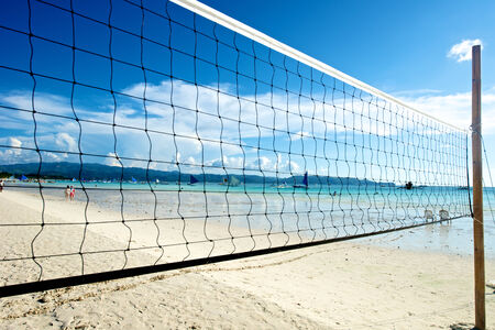 Beach with volleyball net in Boracay Island in the Philippines.の写真素材