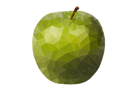 Green apple vector as polygon art on white backgroundのイラスト素材