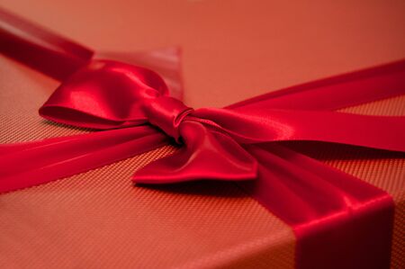 Red Christmas Gift box with ribbon and bow