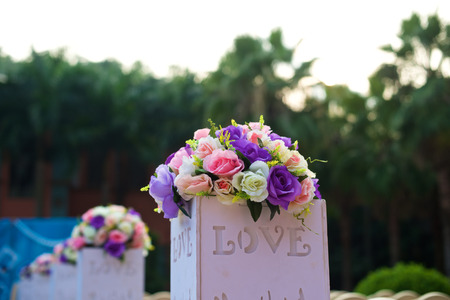 Love wedding concept under sunset outdoorの写真素材