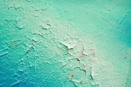 Painted Turquoise Color Graffiti Wall textureの写真素材