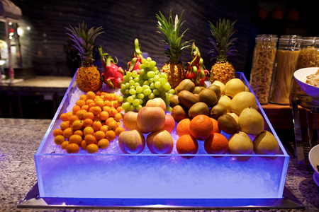Fresh Fruits in restaurant buffetの写真素材