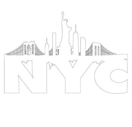 New York City skyline as outline vectorのイラスト素材