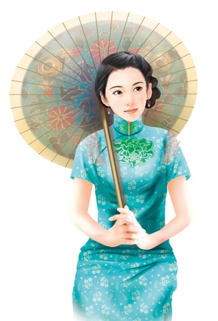 3D drawing- 1930s old style chinese woman 022の写真素材