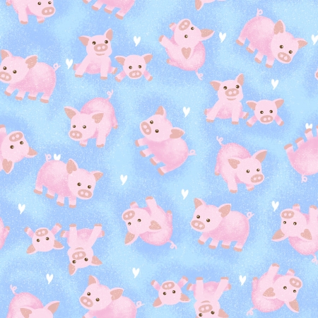 Pink pig seamless pattern   Hand-paintedの写真素材