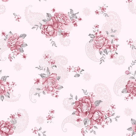 Fresh spring flowers seamless pattern - For easy making seamless pattern use it for filling any contoursの写真素材