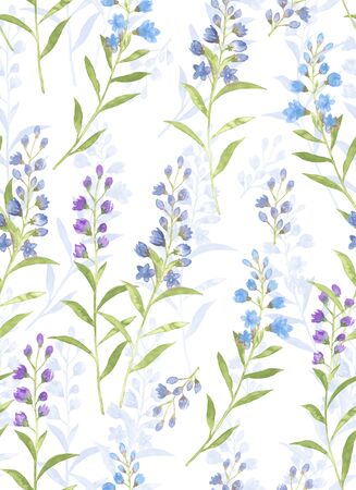 Colorful spring flowers set watercolor illustrations on a simple white backgroundの写真素材