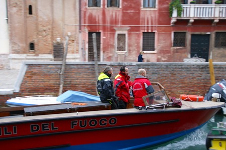 Firefighters in Veniceのeditorial素材