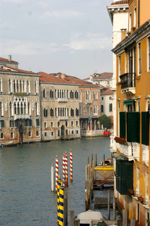 Houses on Canal Grande in Veniceの写真素材