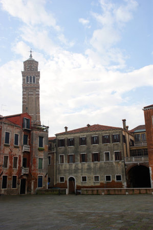 Palace in a square in Veniceの写真素材