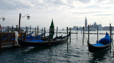 Gondolas in Veniceの写真素材