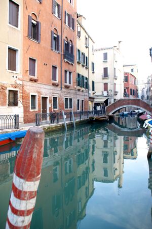Canal with bridge in Veniceのeditorial素材