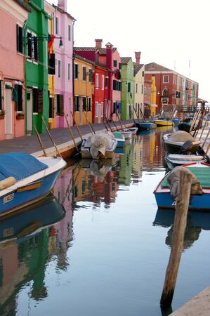 Burano colored houses in the Venice Lagoonのeditorial素材