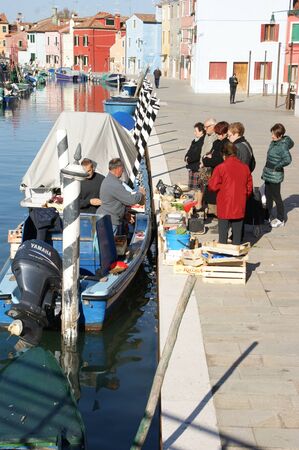 Burano, Venice vegetable market on a boatのeditorial素材