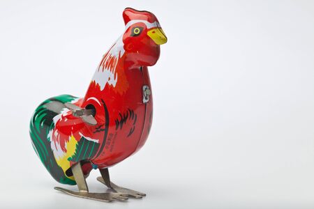 colorful chicken tin toyの写真素材