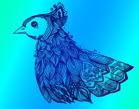 Hand draw illustration fantastic bird sketch doodling styleの写真素材