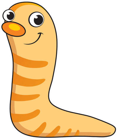 vector children illustration worm cartoonのイラスト素材