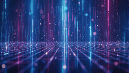 abstract technology background with glowing lines and dots. 3d renderingの素材