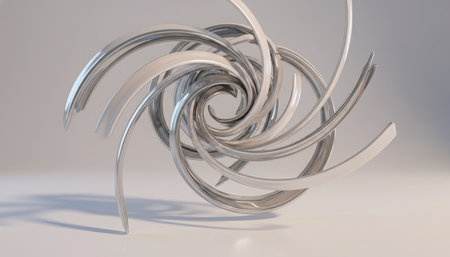 3d rendering of metal spiral in gray studio background. Computer generated imageの素材