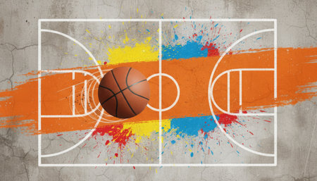 Sport concept: Basketball ball with the national flag of Mauritius painted on wallの素材