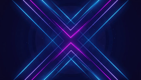 Neon abstract background with triangles. 3d rendering, 3d illustration.の素材