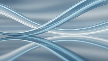 abstract blue background with smooth wavy lines, 3d render illustrationの素材