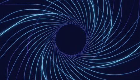 Abstract blue spiral background. Futuristic technology style. Vector illustration.の素材