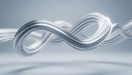 Abstract 3d rendering of white twisted shape. Futuristic background.の素材