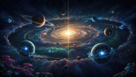 Planets and galaxies in outer space. Elements of this image furnished by NASAの素材