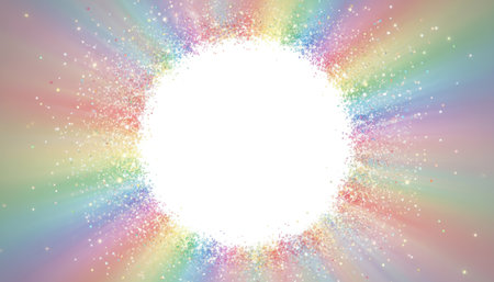 Abstract background with colorful bokeh and rays. Vector illustration.の素材