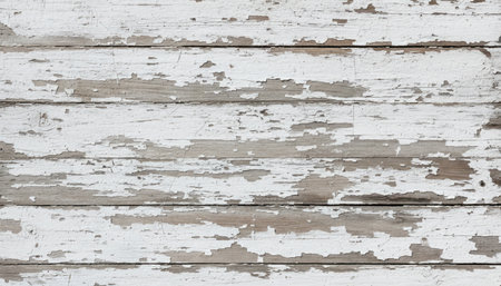 Old wooden background with cracked paint. White wood texture. Vintage backgroundの素材