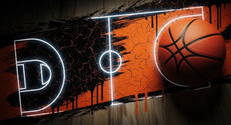 Basketball Design Background. 3D illustration. 3D rendering.の素材
