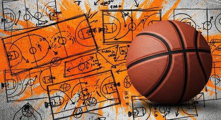Basketball Design Background. 3D illustration. 3D rendering.の素材