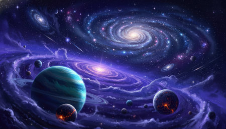 Planets and galaxy, science fiction wallpaper. Beauty of deep space.の素材