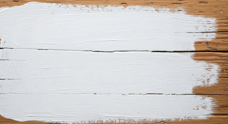White paint on wooden background. Texture of white paint on a wooden board.の素材