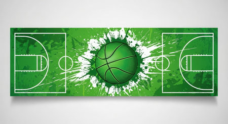 Basketball ball on green background with grunge texture. Vector illustration.の素材