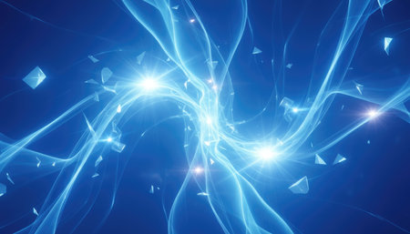 Abstract blue energy wave. Fantasy fractal texture. Digital art. 3D rendering.の素材