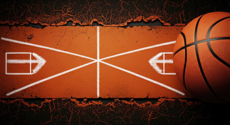 basketball game background with space for your text, 3D illustration.の素材