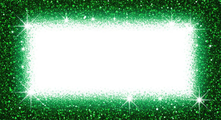 Green Christmas background with snowflakes and sparkles. Vector illustration.の素材