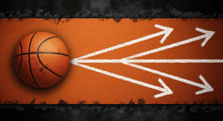 Basketball ball and arrows on grunge background. Sport concept.の素材