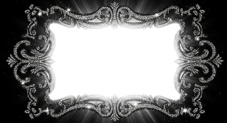 Elegant black and white background with lace frame and copy spaceの素材
