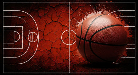 Basketball Design Background. 3D illustration. 3D rendering.の素材