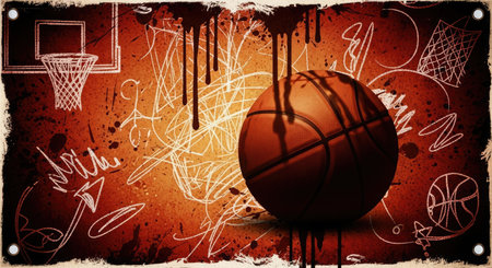 Basketball grunge background with space for your text, vector illustrationの素材