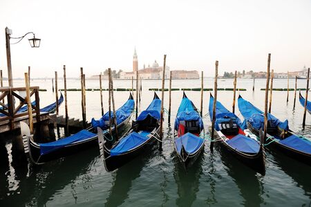 Venetian gondolas near Piazza San Marcoの写真素材