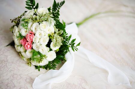 Wedding decor  Beautiful wedding bouquet of white peoniesの写真素材