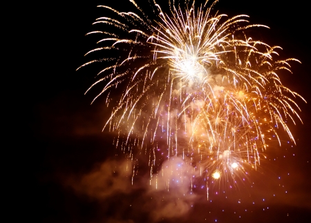 beautiful and colorful fireworks in the night skyの写真素材